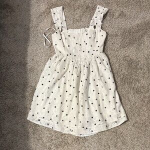 Adorable White and Black Polka Dot Kids Dress